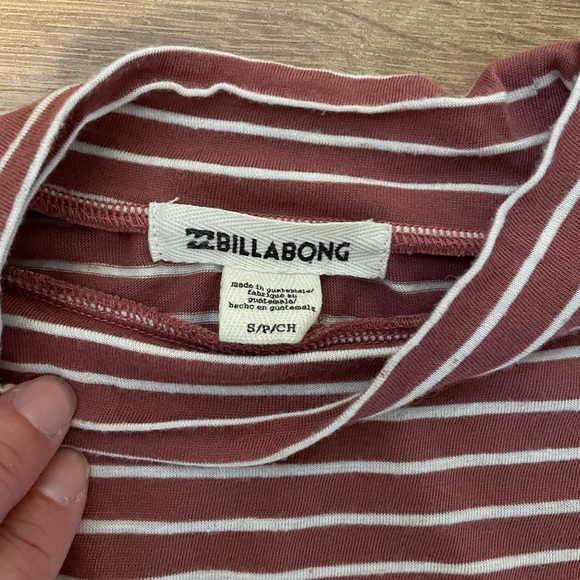 Billabong Striped Flutter Sleeve Mock Neck Tee - Picture 12 of 16